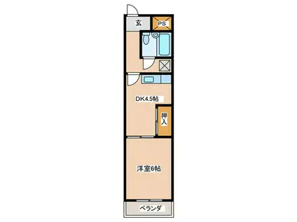 南市岡港友マンション(1DK/2階)の間取り写真