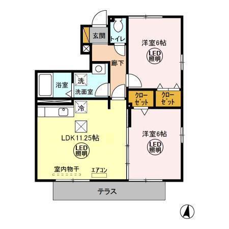 ワイズガーデンABC(2LDK/1階)の間取り写真