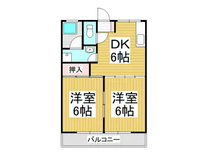 コーポミヤケ(2DK/2階)の間取り写真