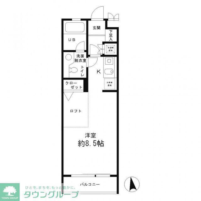 レジディア笹塚(ワンルーム/1階)の間取り写真