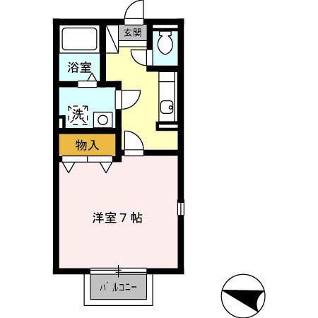 タウン原山台(1K/2階)の間取り写真