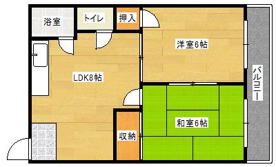 真宅コーポ(2LDK/2階)の間取り写真