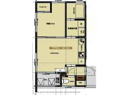 LUXE豊崎(1LDK/1階)の間取り写真