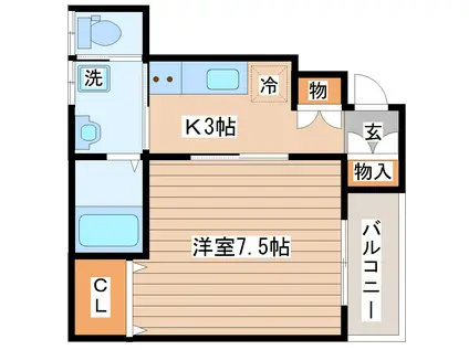 ALWAYS SUN W(1K/1階)の間取り写真