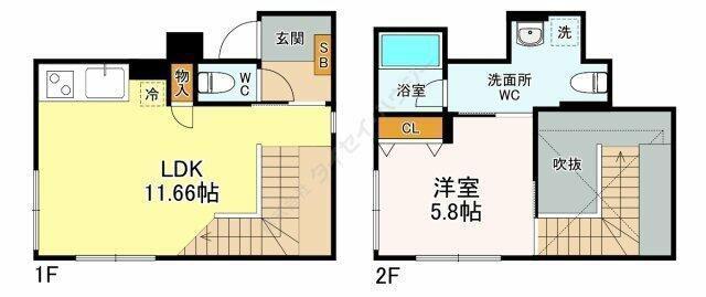 ブライト住吉(1LDK/4階)の間取り写真