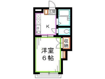 シャルム御殿山(1K/1階)の間取り写真