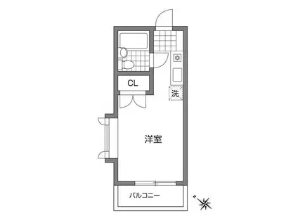 クレセントハイム(ワンルーム/1階)の間取り写真