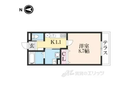 QBT3(1K/1階)の間取り写真