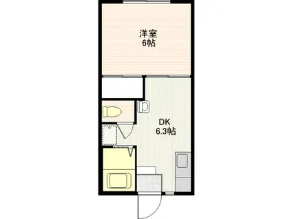 レヂデンスA(1DK/1階)の間取り写真