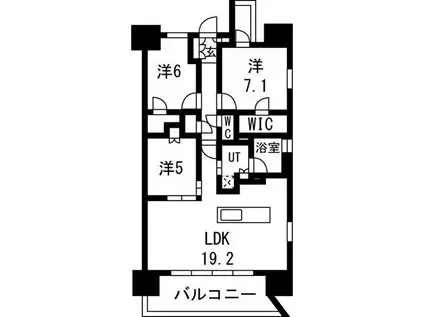 レーベン南大高 THE ONE(3LDK/15階)の間取り写真