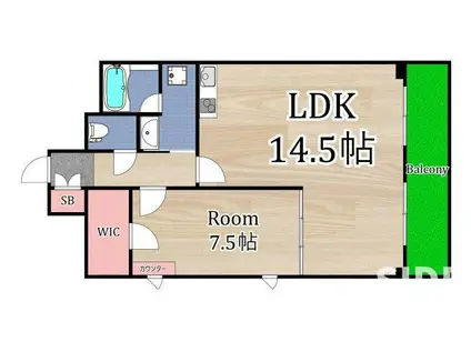 グレンパーク・京橋(1LDK/8階)の間取り写真