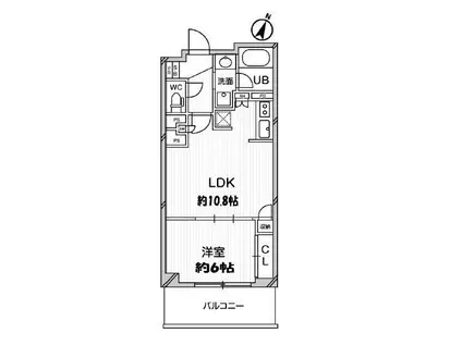 ドゥーエ大宮(1LDK/3階)の間取り写真