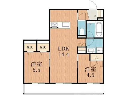 ヘーベルスパークII(2LDK/2階)の間取り写真
