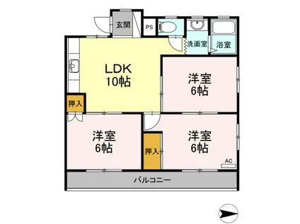 大森サンハイム(3LDK/2階)の間取り写真