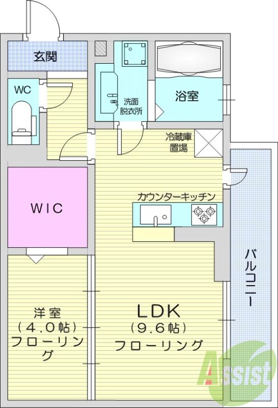グランコート(1LDK/1階)の間取り写真