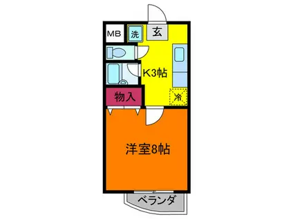 北口ハイツI(1K/3階)の間取り写真