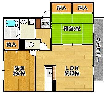 シャトーコエモンA(2LDK/2階)の間取り写真