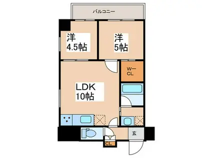 三敬中州マンション(2LDK/2階)の間取り写真