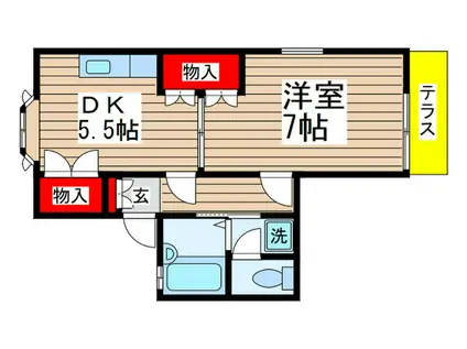 ピソもりみず(1DK/1階)の間取り写真