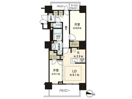 ブランズ札幌大通東(2LDK/7階)の間取り写真