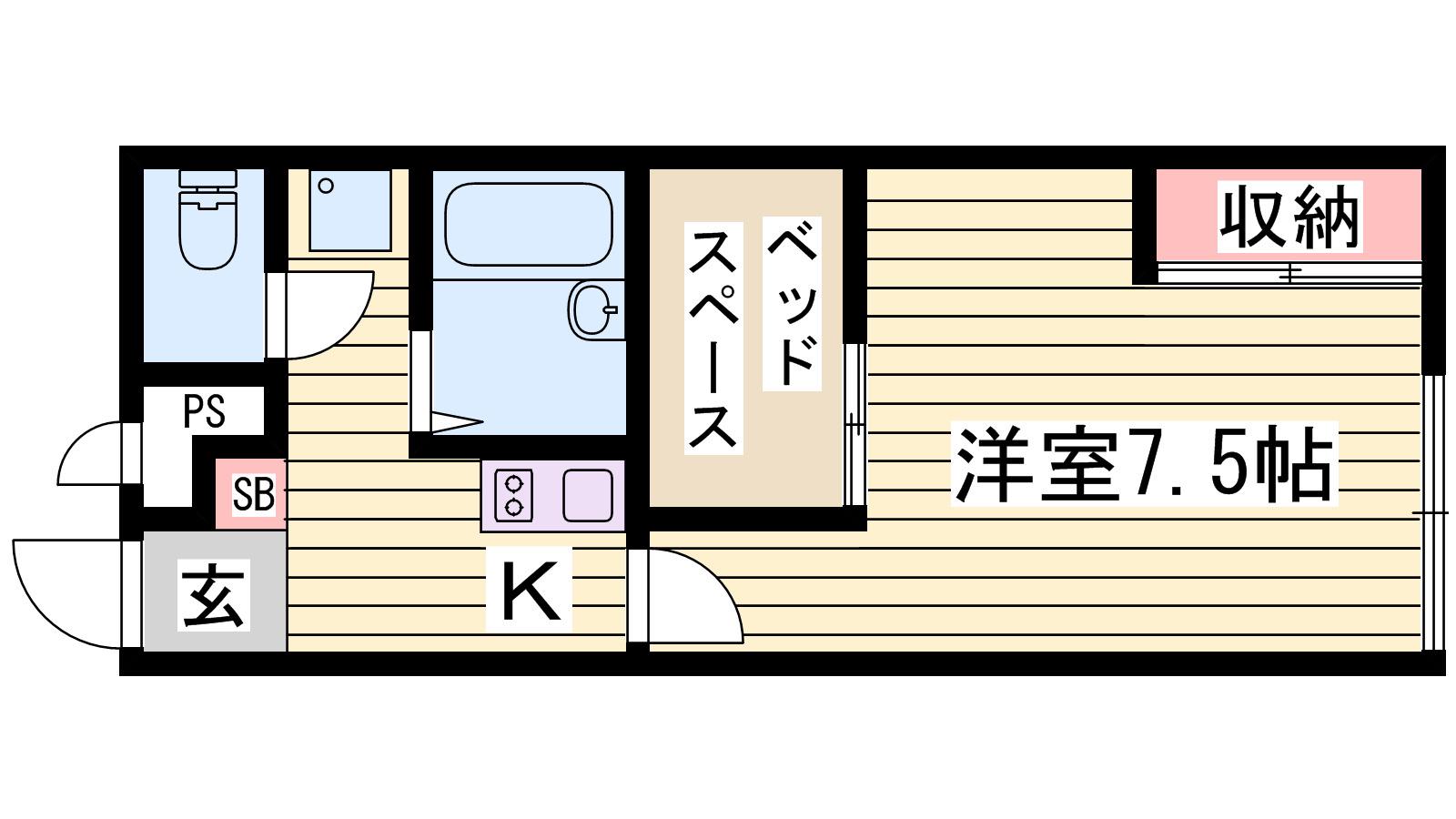 レオパレスパレ・イディア(1K/1階)の間取り写真