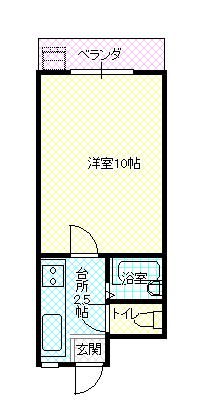 マイホームマンション(1K/2階)の間取り写真