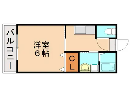 ライフステージ徳前B(1K/2階)の間取り写真