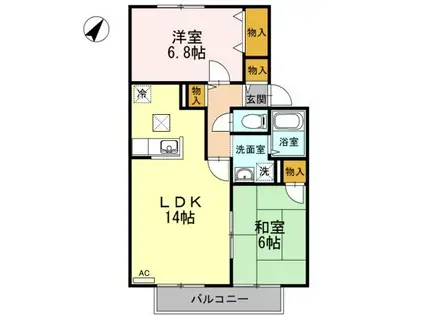 シャトレーS(2LDK/1階)の間取り写真