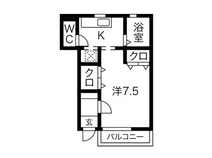 リブレア・ジェルセイト(1K/1階)の間取り写真