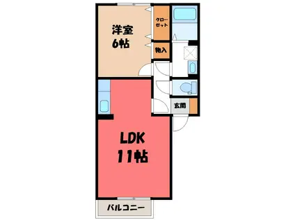 ヴィラオーネストB(1LDK/2階)の間取り写真