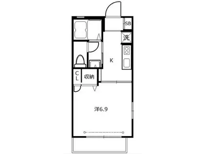 アージュII(1K/1階)の間取り写真