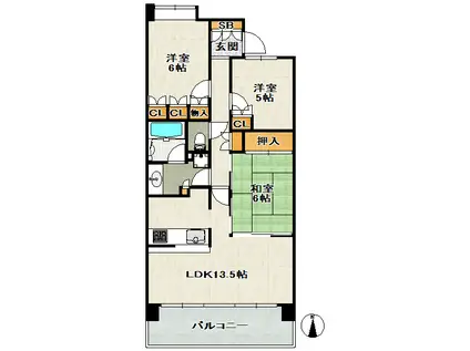 ラビスタ宝塚レフィナス1番館(3LDK/7階)の間取り写真