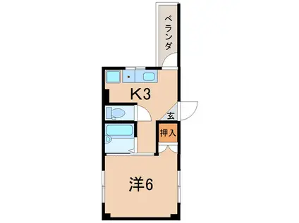 メゾングラン南(1K/2階)の間取り写真