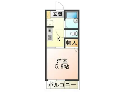ピースフル(1K/1階)の間取り写真
