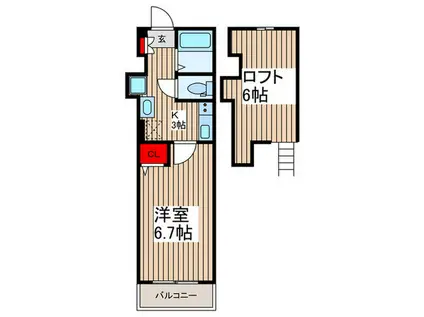 フェルメール朝霞台(1K/3階)の間取り写真