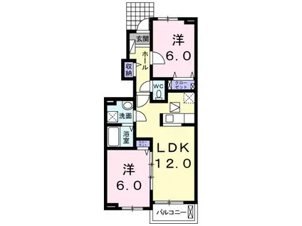 BLUEMOON GARDEN(2LDK/1階)の間取り写真