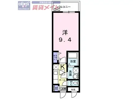 アルページュ伊賀(1K/1階)の間取り写真