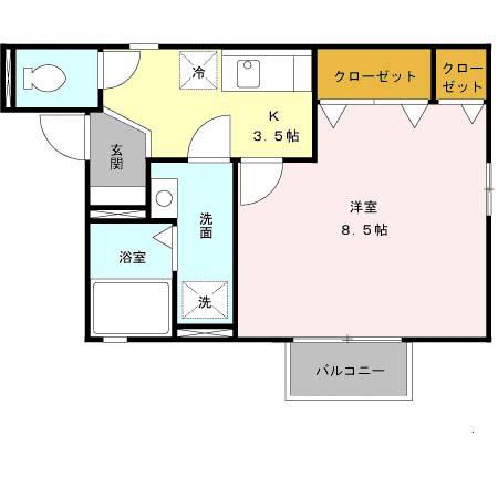 サニーハウス法善寺(1K/1階)の間取り写真