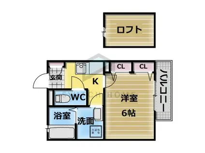 プランドール森河内(1K/2階)の間取り写真