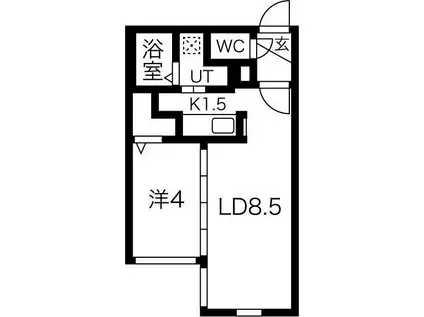 ラフィーネ南3条(1LDK/2階)の間取り写真