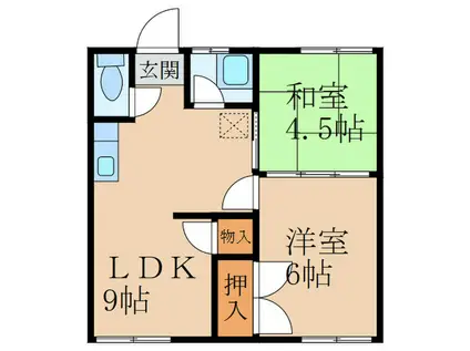 ハイツ緑光(2DK/2階)の間取り写真