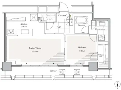 リビオレジデンス西麻布(1LDK/21階)の間取り写真
