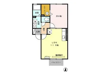 エステート松美ヶ丘(1LDK/1階)の間取り写真