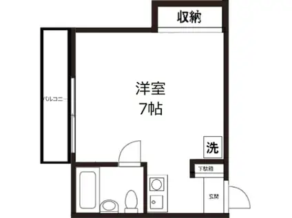 ふじハイム(ワンルーム/2階)の間取り写真