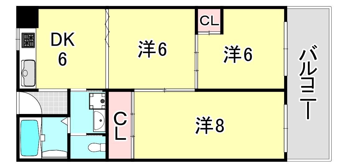 マンションやの(2LDK/2階)の間取り写真