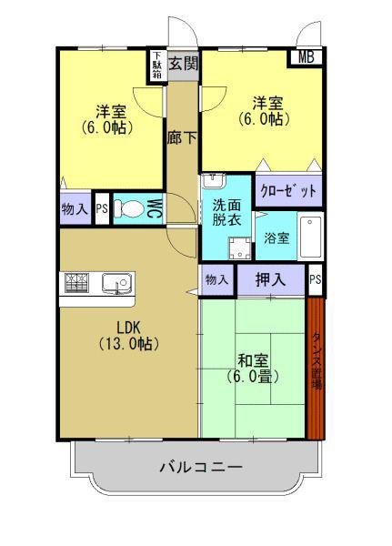 エトワール南台II(3LDK/3階)の間取り写真