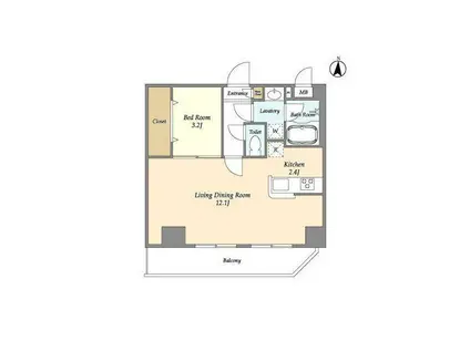 アルファコート下赤塚(1LDK/1階)の間取り写真