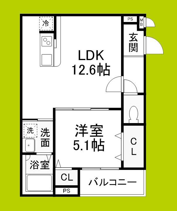 JTレジデンス徳庵(1LDK/1階)の間取り写真