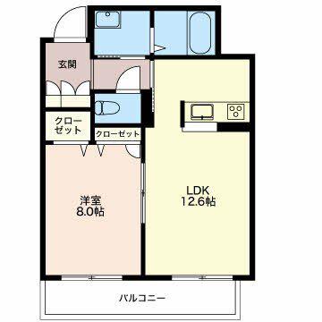 ルーエシャトー(1LDK/3階)の間取り写真