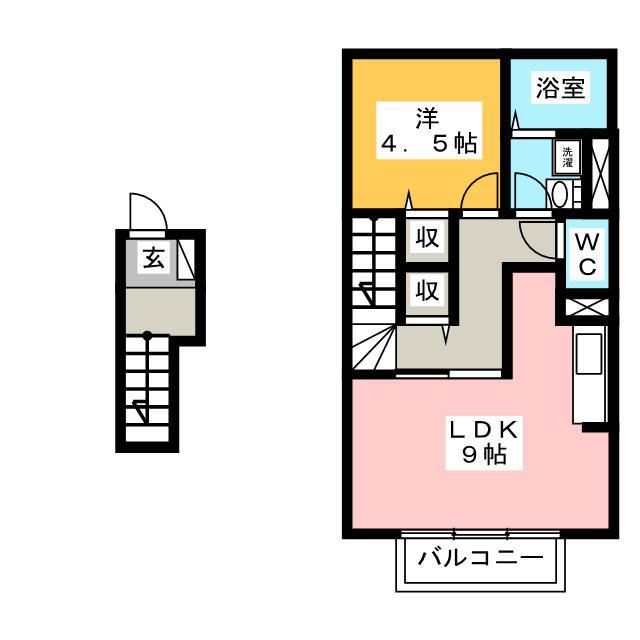 VESPER BELL(1LDK/2階)の間取り写真